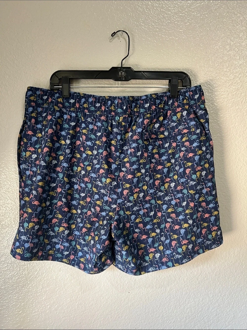 Rowm Men’s Navy Flamingo Swim Shorts with Mint Lining Sz XL Summer Casual TC0225